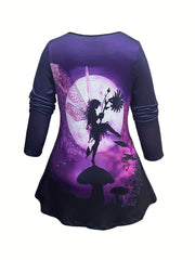 Women's Plus Fairy Print Long Sleeve Tee & Leggings Set