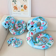 Realistic Planted Snake Plush Toy Skull Snake Peach Blossom Green Snake Doll