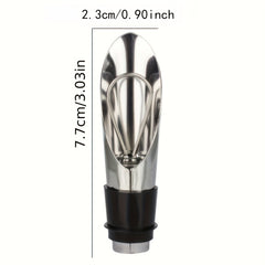 2pcs Wine Pourer And Stopper Set Stainless Steel Wine Aerator Pourer