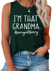  Casual Family Tank Top Women's Plus Slogan Print Round Neck
