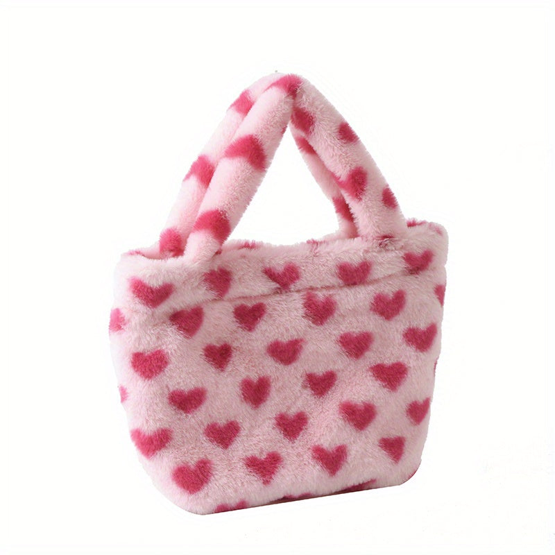 Flower Pattern Satchel Bag Plush Handbag Women's Tote Bag