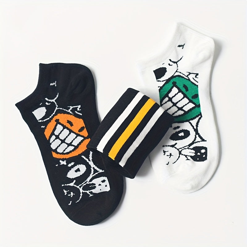 Men's Striped Liner Anklets Socks Cotton Blend Soft Breathable Sweat Absorbent