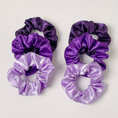 6pcs Purple Satin Scrunchies Hair Tie Ponytail Holder