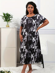  Colorblock Cat Print Nightdress