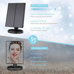 Touch Control Trifold Makeup Mirror with Lights 2X 3X Magnification