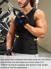 Men's Neoprene Sauna Suit Waist Trainer Vest & Body Shaper Zipper Tank Top