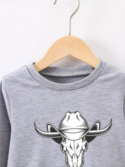 Cowboy Pattern Boys Sweatshirt Long Sleeve Pullover For Kids