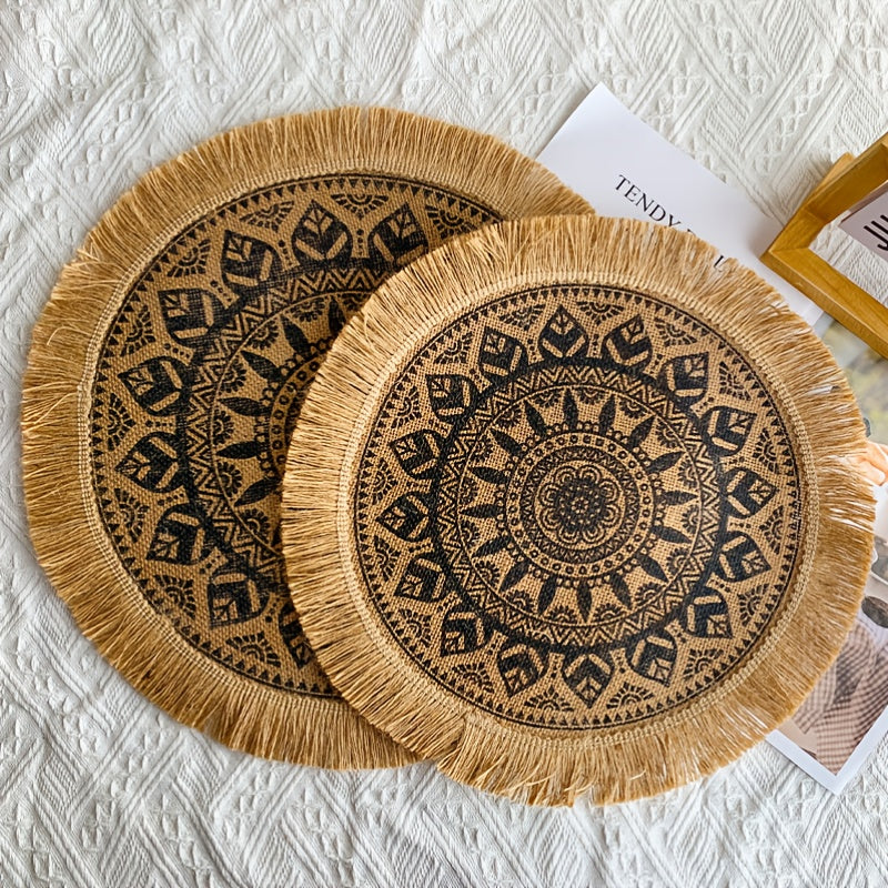 Heat Insulated Linen Coaster Jute Decorative Mat for Home Kitchen Tabletop