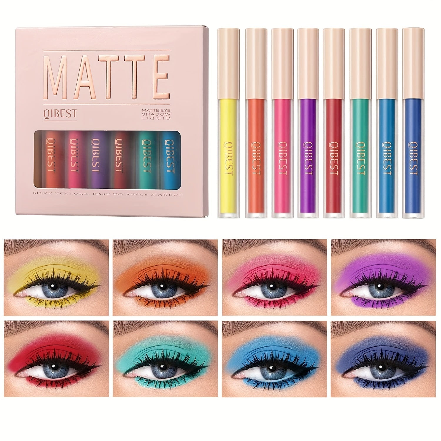Waterproof Liquid Eyeshadow Set with Primer - Long-Lasting Eye Brightener