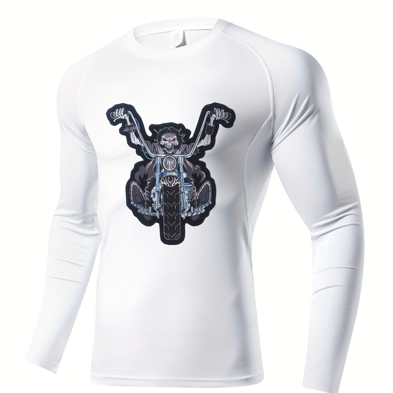 Skeleton Motorcycle Compression Shirt Men's Long Sleeve