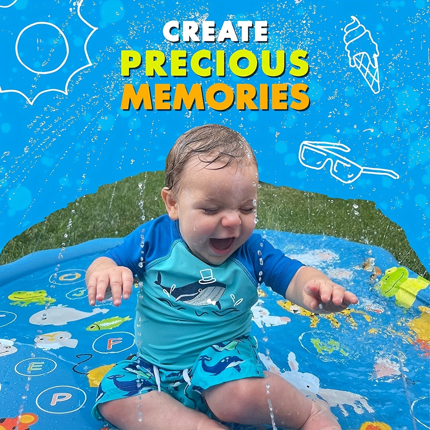 3-in-1 Kids' Splash Pad Wading Pool 172 cm Outdoor Water Toy