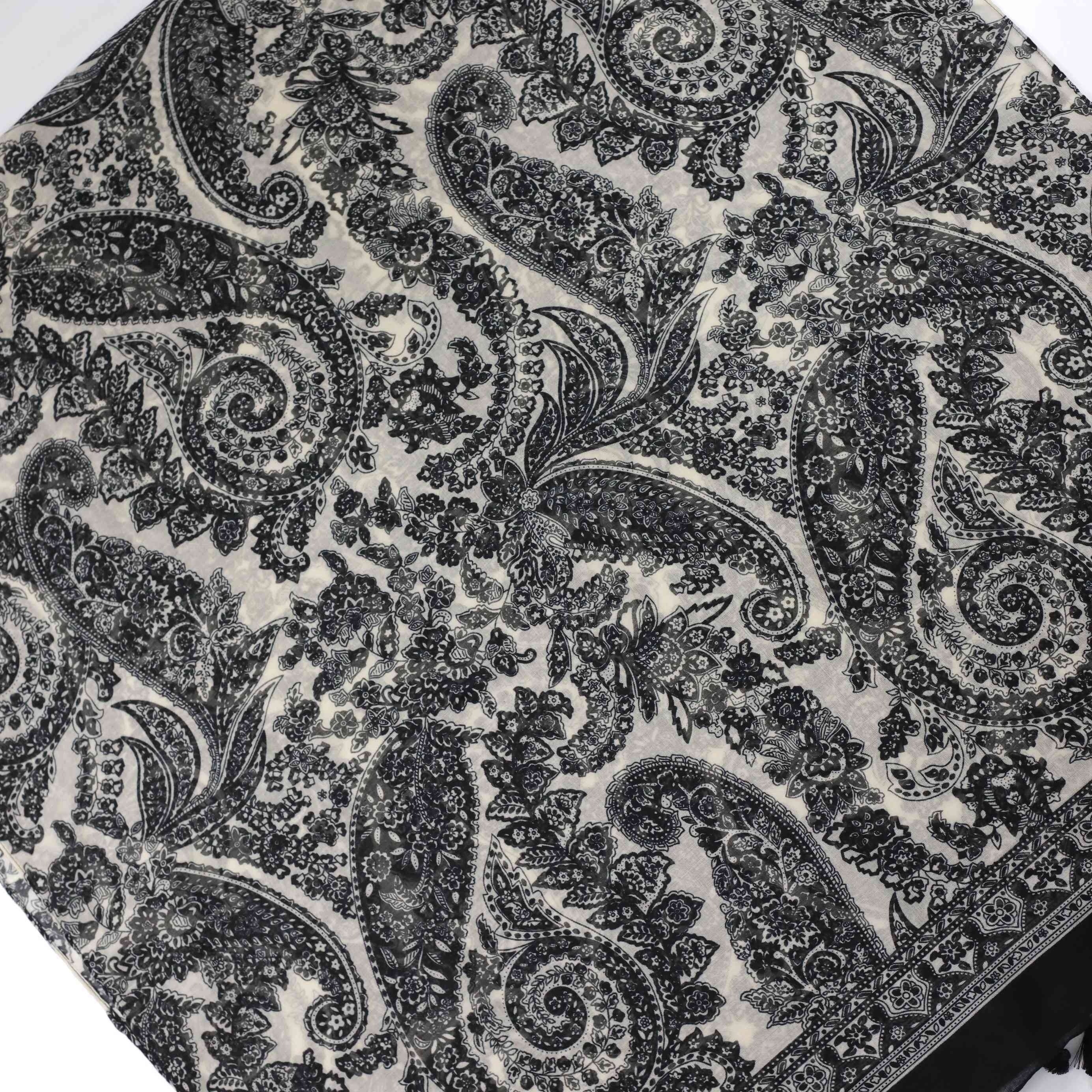 Floral Print Scarf Boho Tassel Shawl Classic Head Wrap