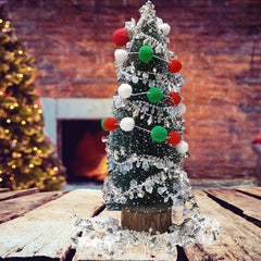 Christmas Pom Pom Garland Red Green Felt Ball Ornament Xmas Tree Decor