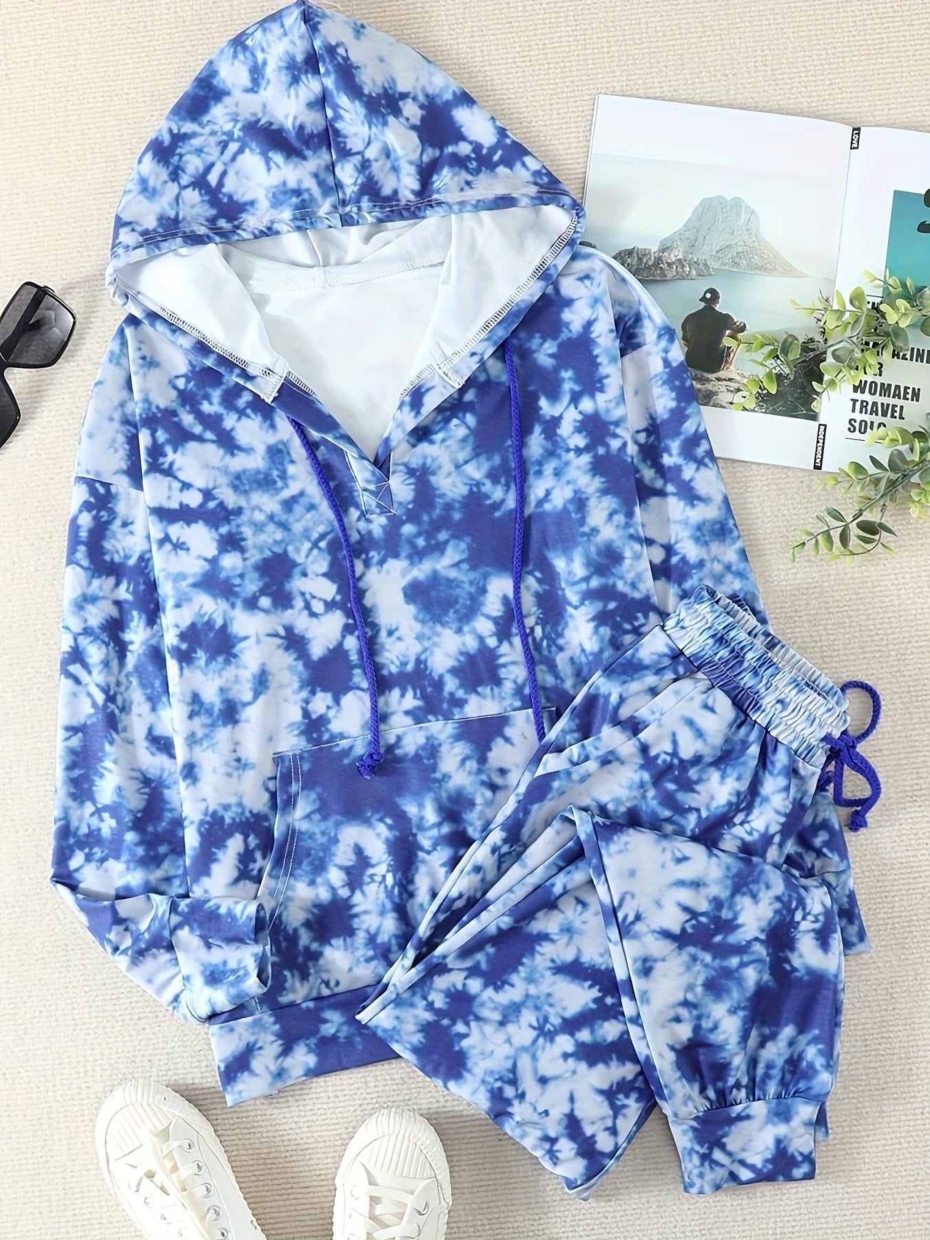 Women's Plus Tie Dye Hoodie & Joggers Set