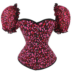 Lips Pattern Corset Bustier Tummy Control Lace Up Body Shaper