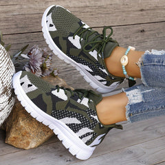 Women's Camo Print Breathable Running Shoes Soft Comfortable Outdoor Sneakers