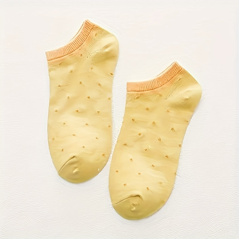 3 Pairs Polka Dot Low Cut Ankle Socks Soft & Lightweight Women's Stockings