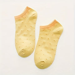 3 Pairs Polka Dot Low Cut Ankle Socks Soft & Lightweight Women's Stockings