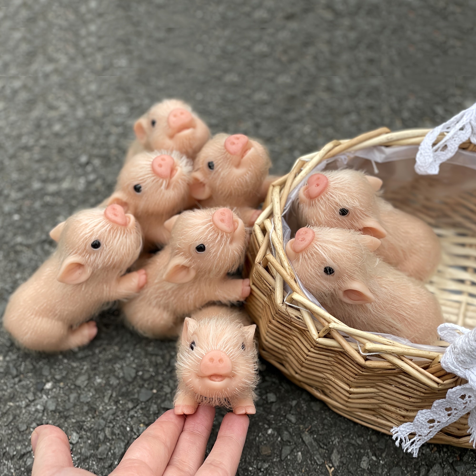 5 Inch Soft Silicone Reborn Doll Pig Mini Full Body Realistic Animal Doll