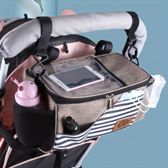 Stroller Organizer Bag With Cup Holder Non-Slip Strap Large Capacity