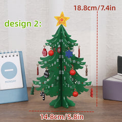 1pc 3D Wooden Christmas Tree Ornament - Window Decoration