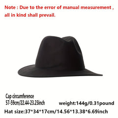 Vintage Fedora Cap Classic Jazz Hat Unisex Warm Felt Hat
