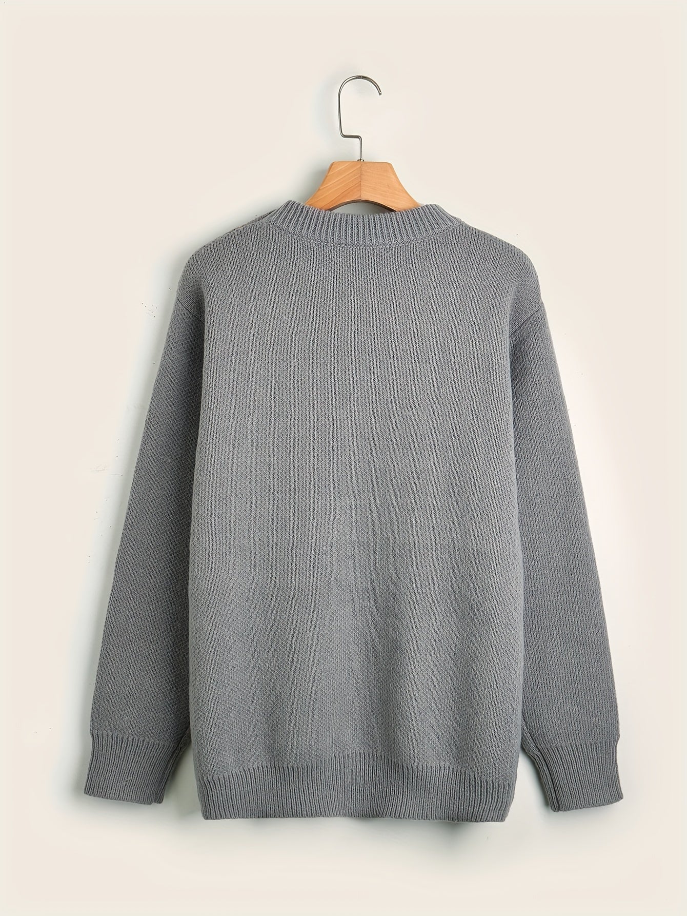 Cartoon Duck Pattern Crew Neck Sweater for Men