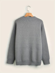 Cartoon Duck Pattern Crew Neck Sweater for Men