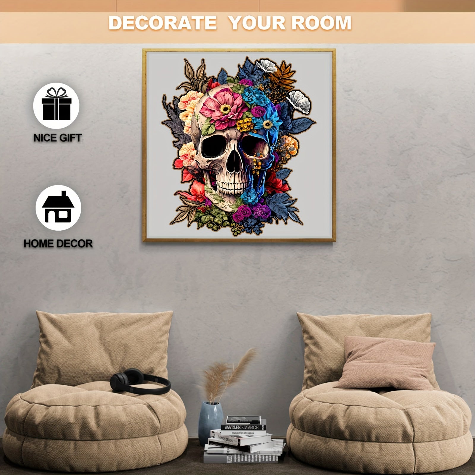 Artistic Skull Wooden Jigsaw Puzzle for Adults