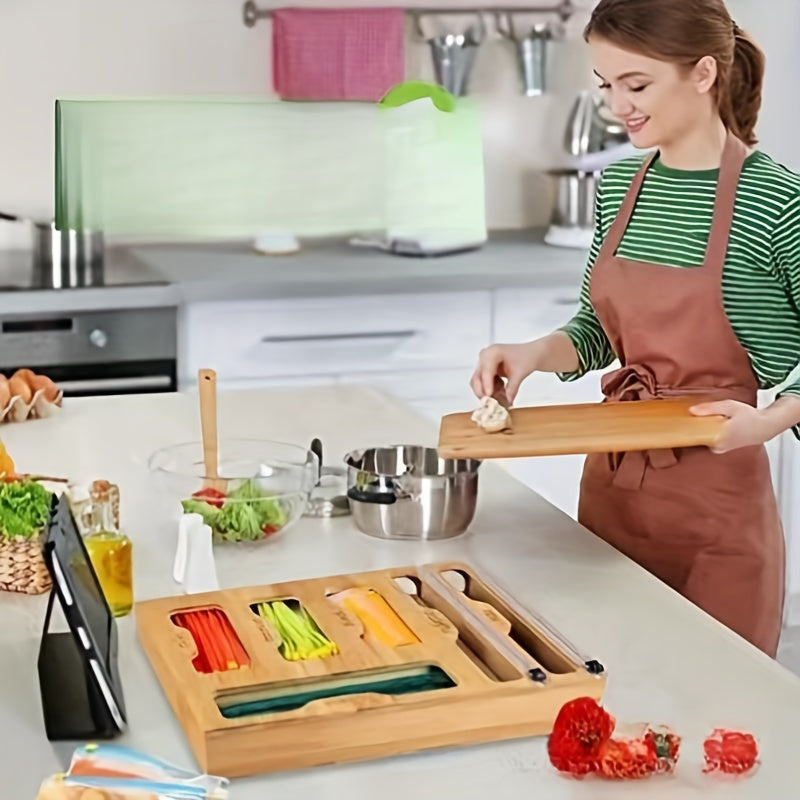 1pc Bamboo Storage Box 6 in 1 Kitchen Drawer Organizer
