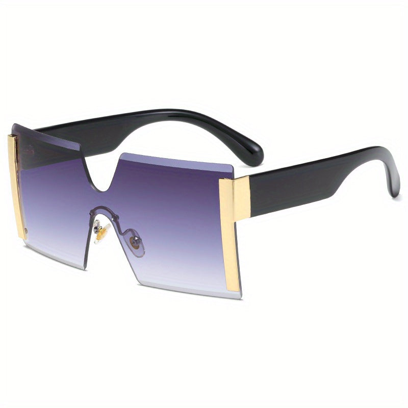 Y2K Rimless Sunglasses Large Square Gradient Sun Shades UV400