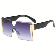 Y2K Rimless Sunglasses Large Square Gradient Sun Shades UV400