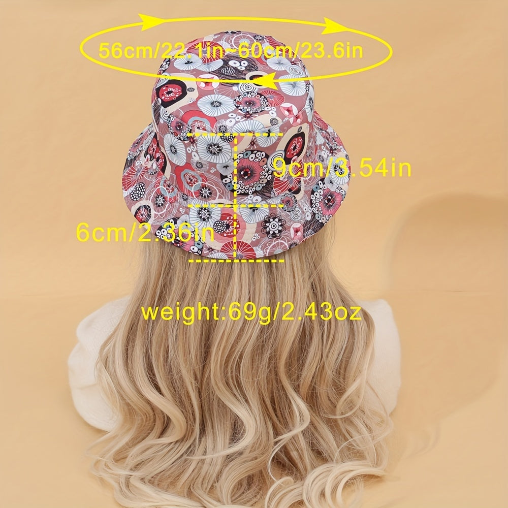 Boho Print Reversible Bucket Hat Y2K Cartoon Basin Hat