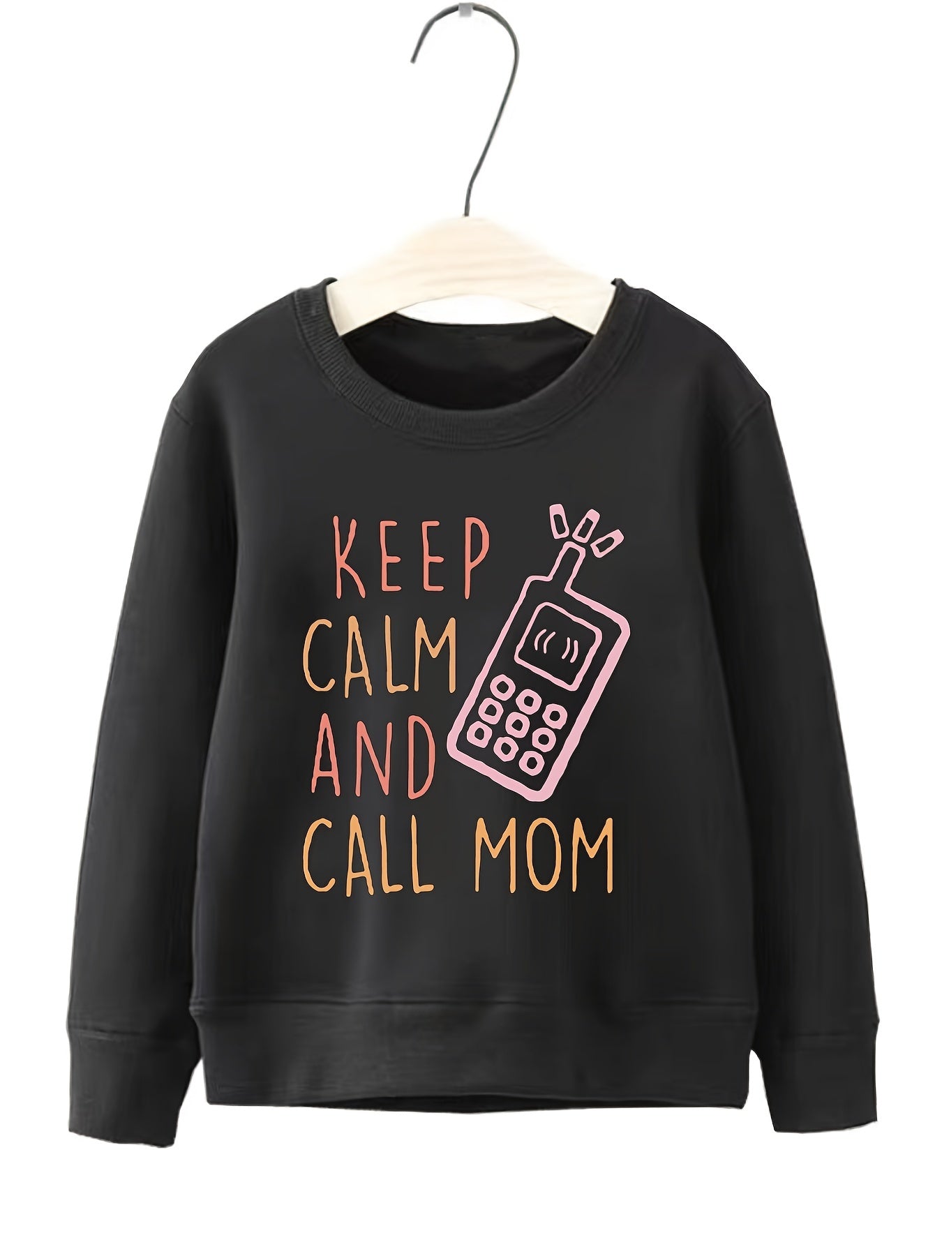 Fun Phone Call & Mom Pattern Sweatshirt For Girls