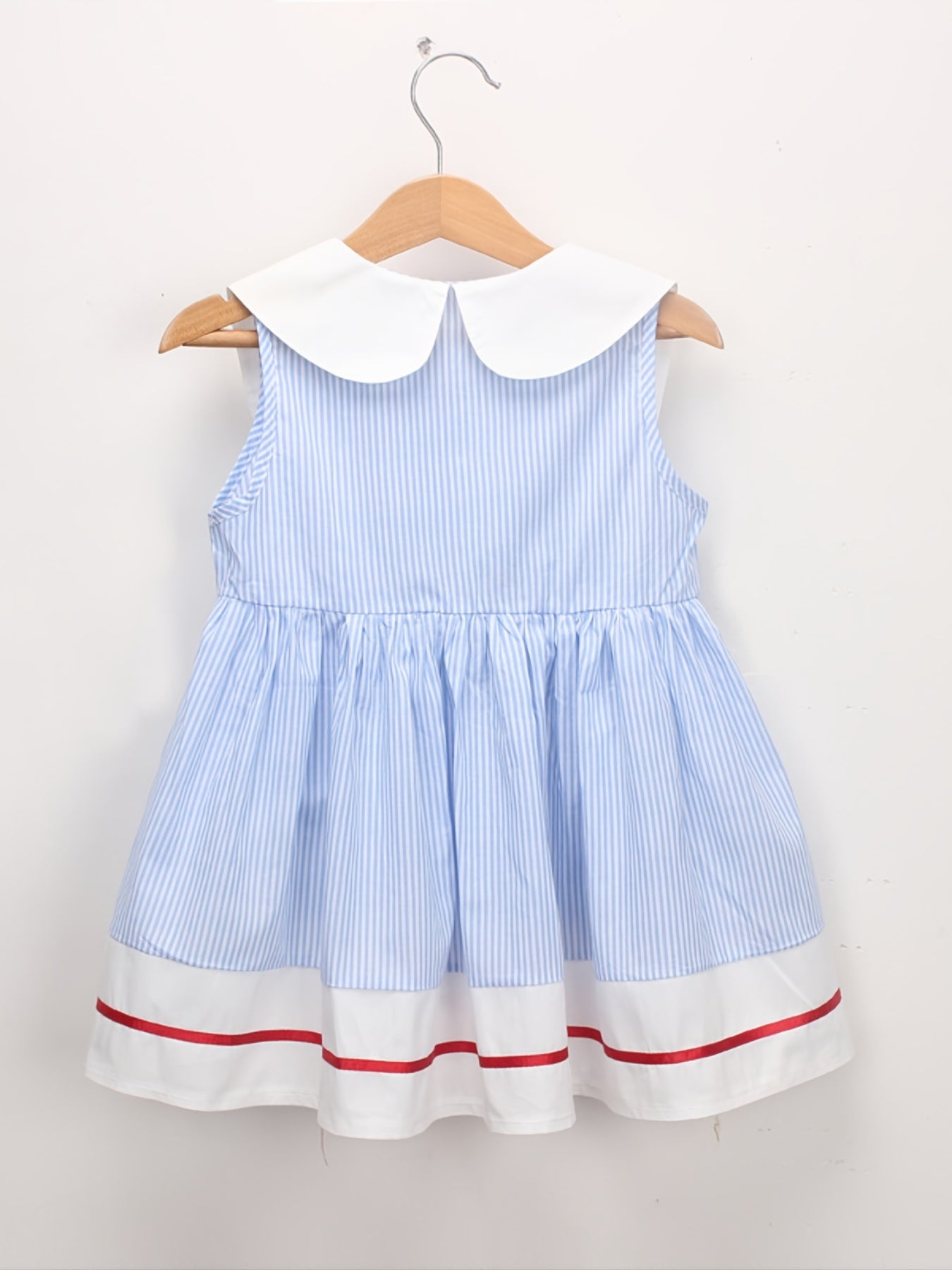 Toddler Girls Striped Sleeveless Dress with Cherry Decor