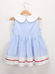 Toddler Girls Striped Sleeveless Dress with Cherry Decor