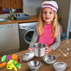 Stainless Steel 12pcs Mini Kitchen Toy Set for Pretend Cooking and Baking