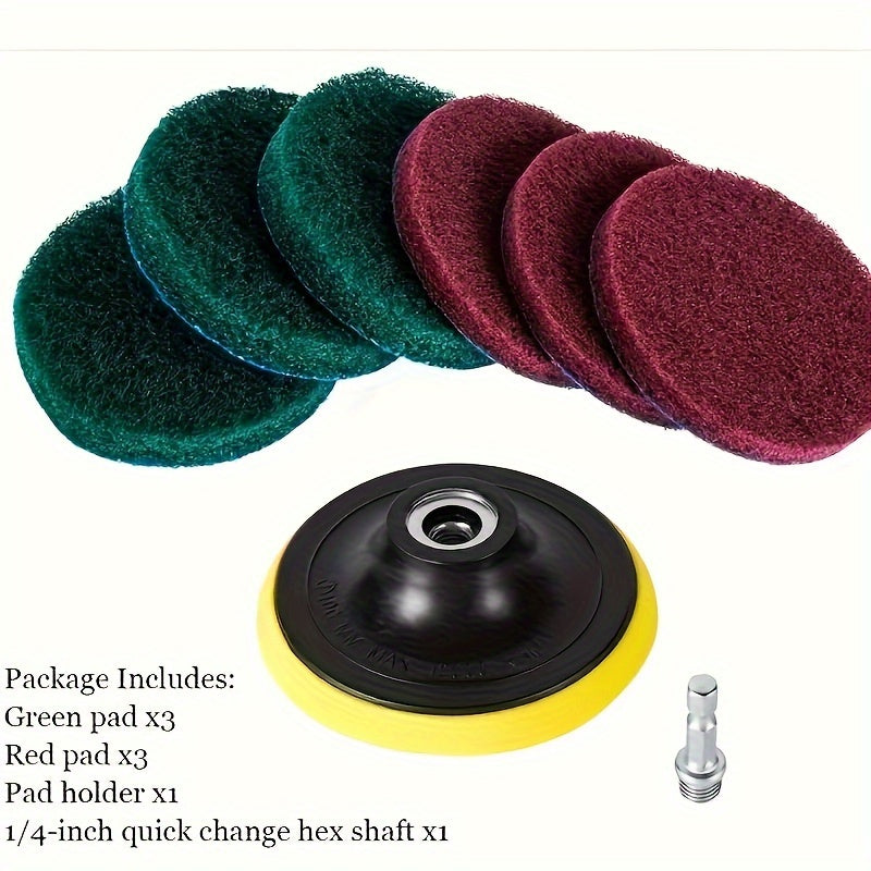 8pcs Drill Power Brush Tile Scrubber Scouring Pads Cleaning Kit