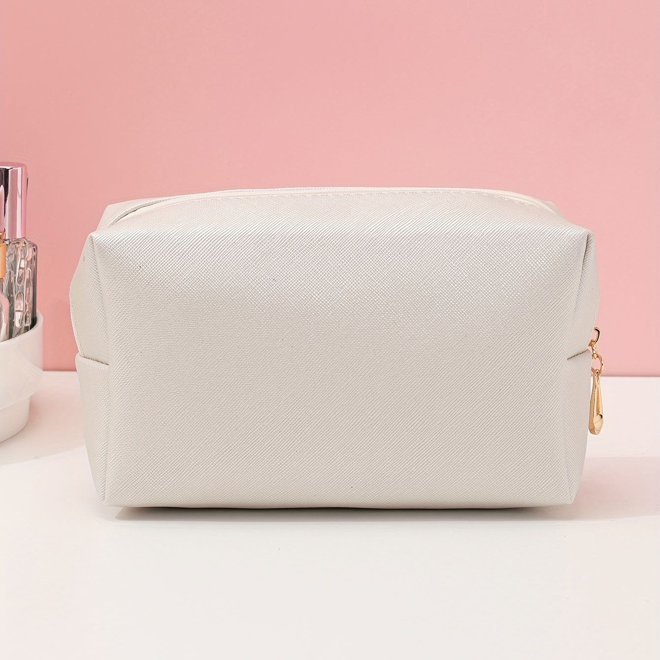 Square Makeup Bag with Zipper for Travel and Organization