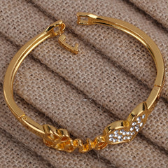 Romantic Copper Bangle Bracelet with Zirconia Inlay