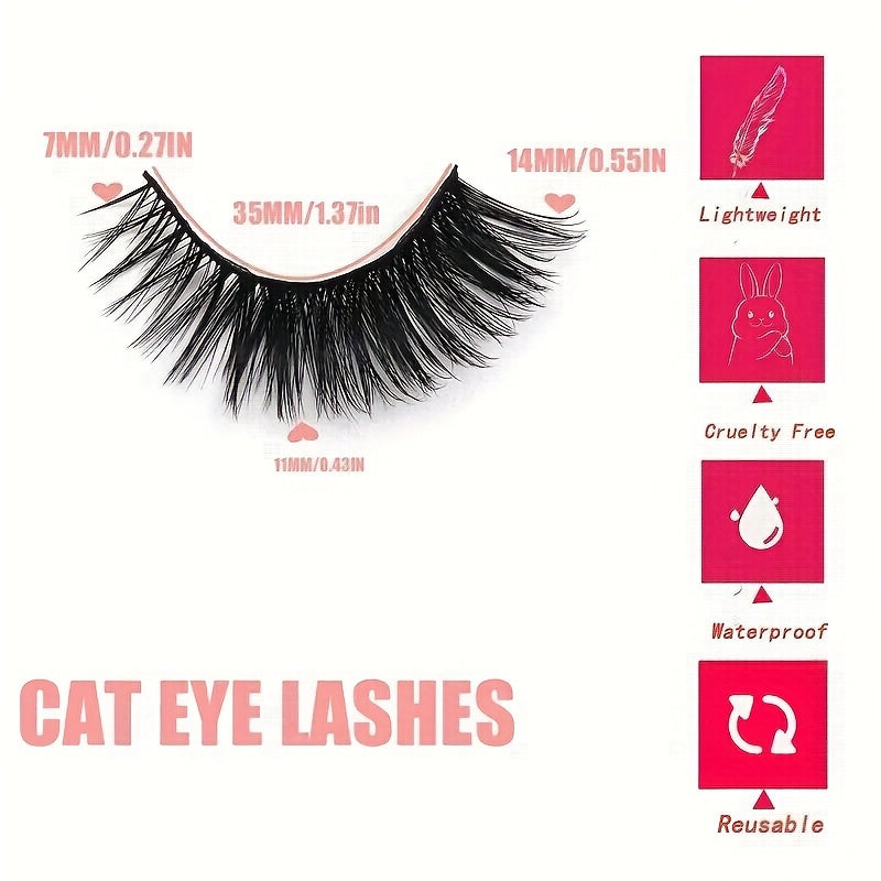 5 Pairs Fluffy Curly Cat Eye Effect False Eyelashes