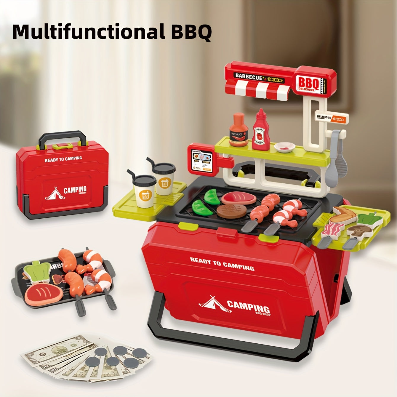 Kids BBQ Fast Food Candy Ice Cream Kitchen Toy Set