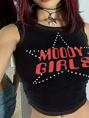 Letter Print Crop Top Y2k Sleeveless Crop Tank Top For Summer Women