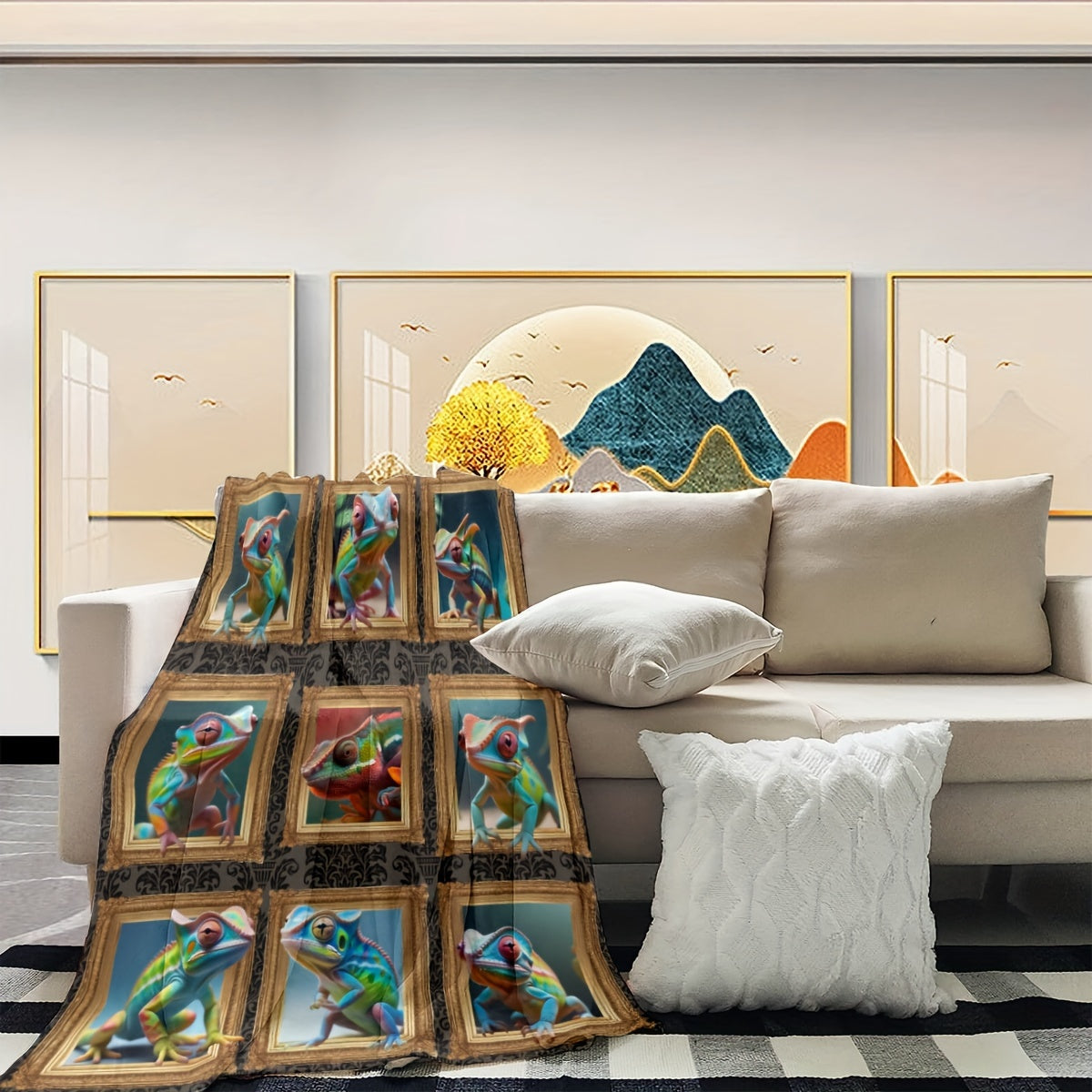 Chameleon Photo Frame Blanket Soft And Warm For Bed And Sofa Camping