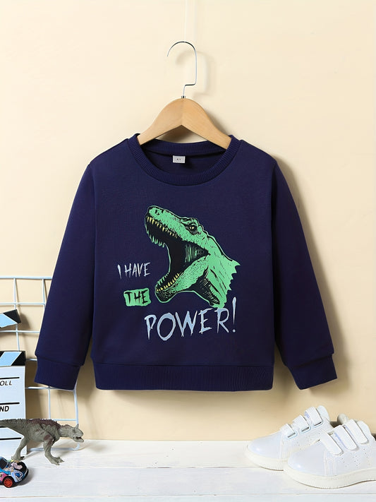 Dino Pattern Kid's Sweatshirt I HAVE THE POWER Top