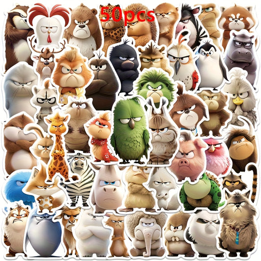 50pcs Angry Animal Stickers for DIY Crafts Christmas Books Suitcases
