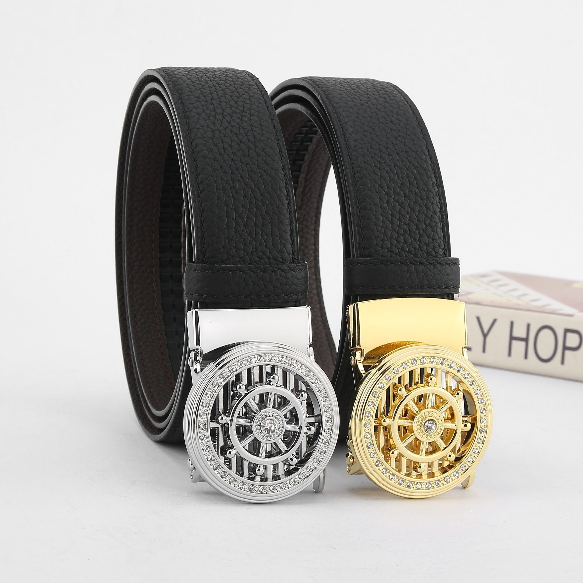 Men's Wild Style Automatic Buckle Belt with Rhinestones