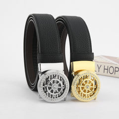 Men's Wild Style Automatic Buckle Belt with Rhinestones