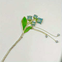 Vintage Chinese Hairpin Faux Pearl Flower Lantern Tassel Chignon