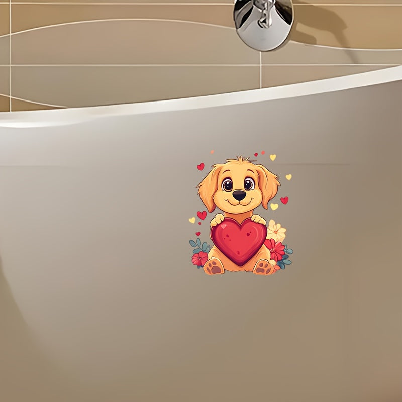 Valentine'S Dog Transfer Paper for Bathroom Toilet Wall